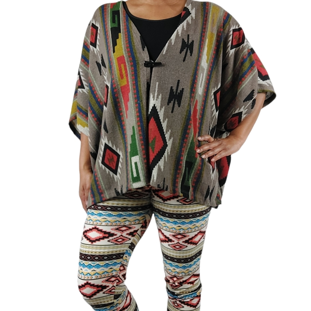 Ginger G Aztec Toggle Button Cardigan
